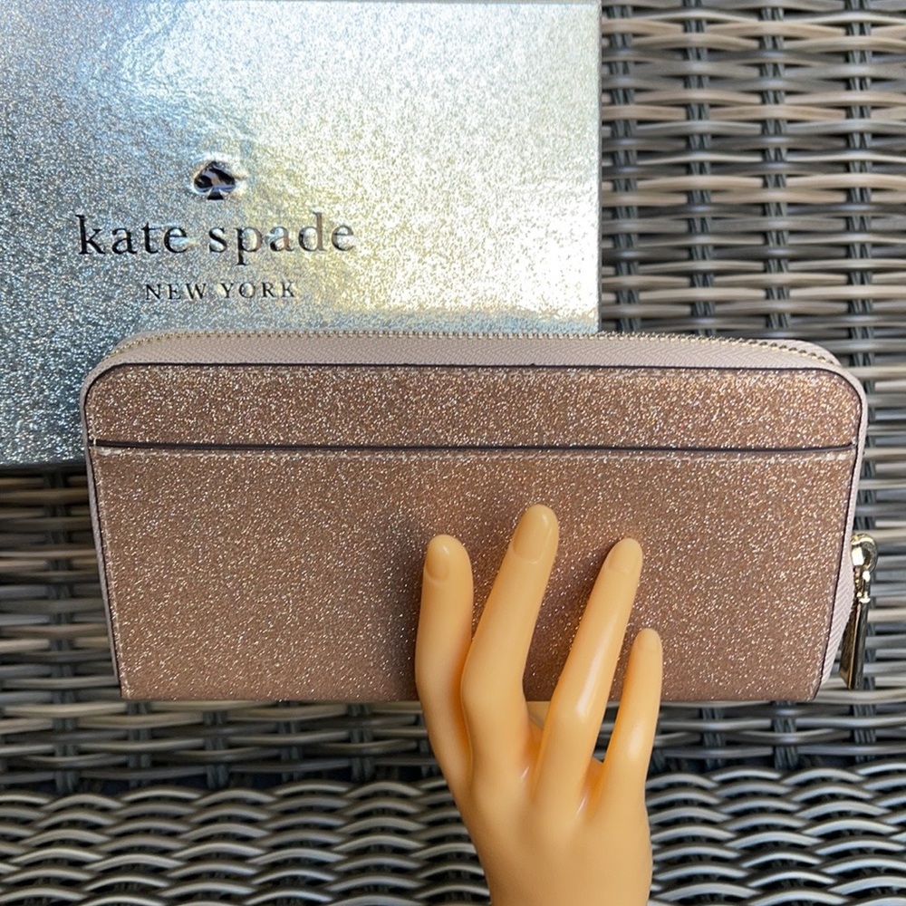 Kate Spade shimmy glitter boxed large continental wallet - Picture 9 of 16